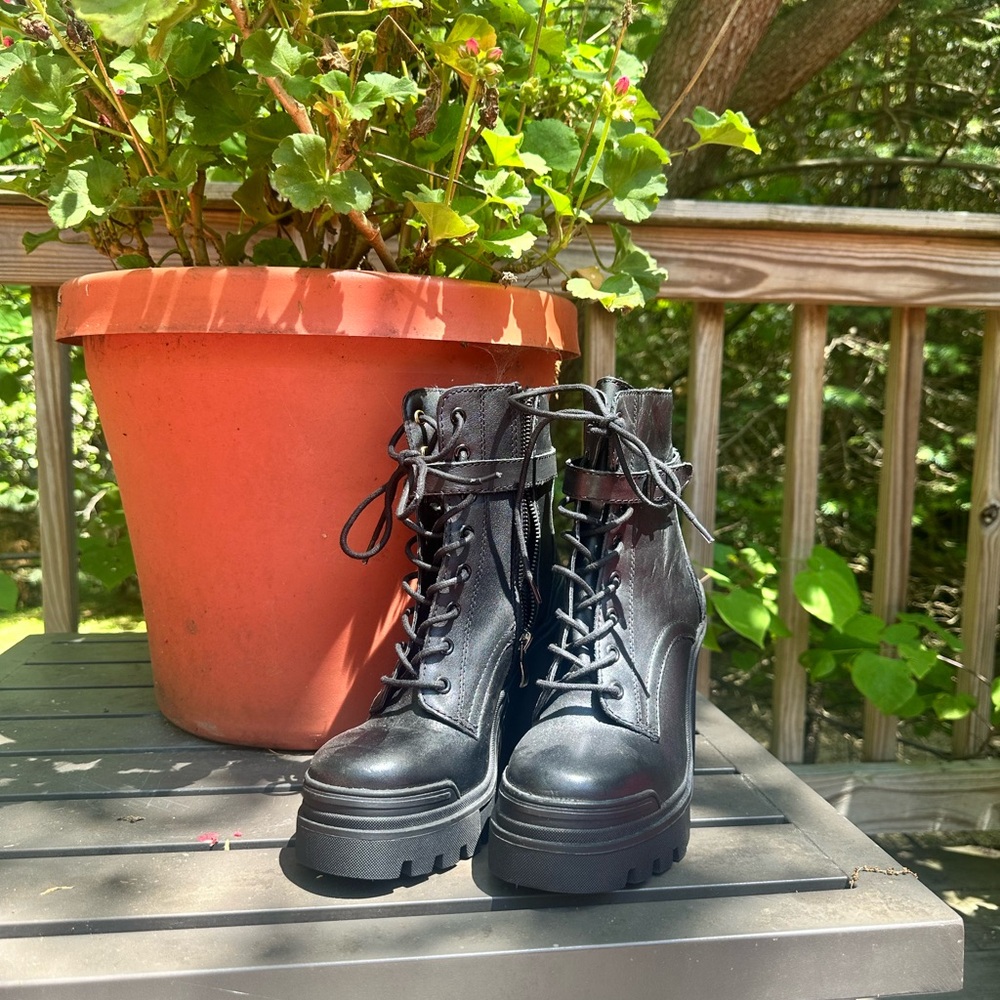 Aldo Black Leather Ankle Combat Boots, New No Box, Size 6.5, EUR 37 Uk 4 - Picture 13 of 13